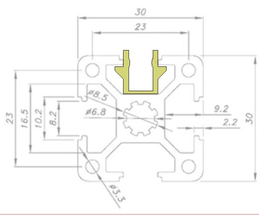 玻璃支架插件用于3030系列铝型材