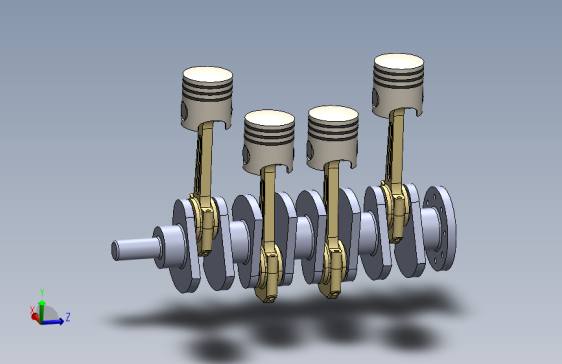 4缸发动机 - SolidWorks模型