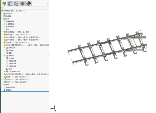 铁路用 18号道岔三维设计solidworks建模3d图纸三维模型 1530919