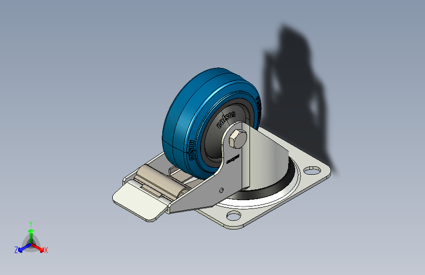 Kolo gibljivo z zavoro 80mm - Serija PR - modra elastična guma 可拆卸轮子 80mm - PR 系列 - 蓝色弹性橡胶