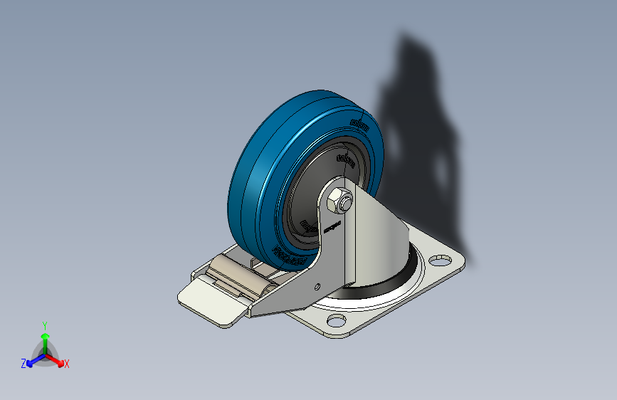 Kolo gibljivo z zavoro 100mm - Serija PR - modra elastična guma 可拆卸轮子 100mm - PR 系列 - 蓝色弹性橡胶