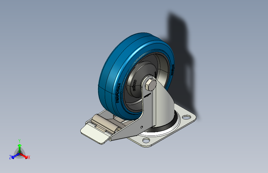 Kolo gibljivo z zavoro 125mm - Serija PR - modra elastična guma 可拆卸轮子 125mm - PR 系列 - 蓝色弹性橡胶