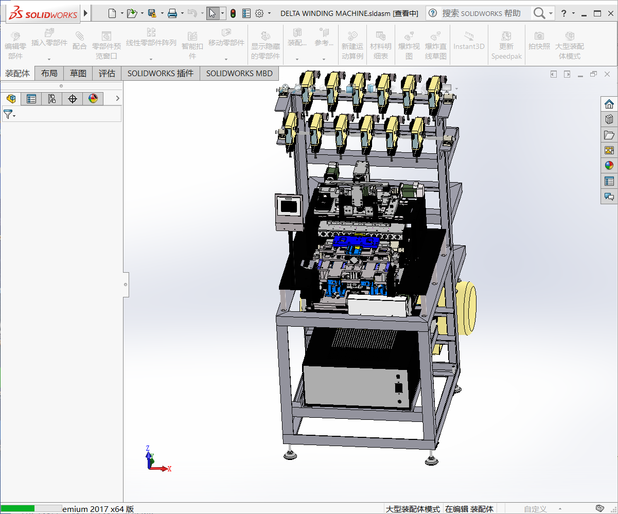 抛掷绕线机 3D模型SolidWorks三维设计图