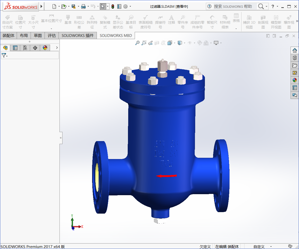 管道过滤器 3D模型SolidWorks三维设计图