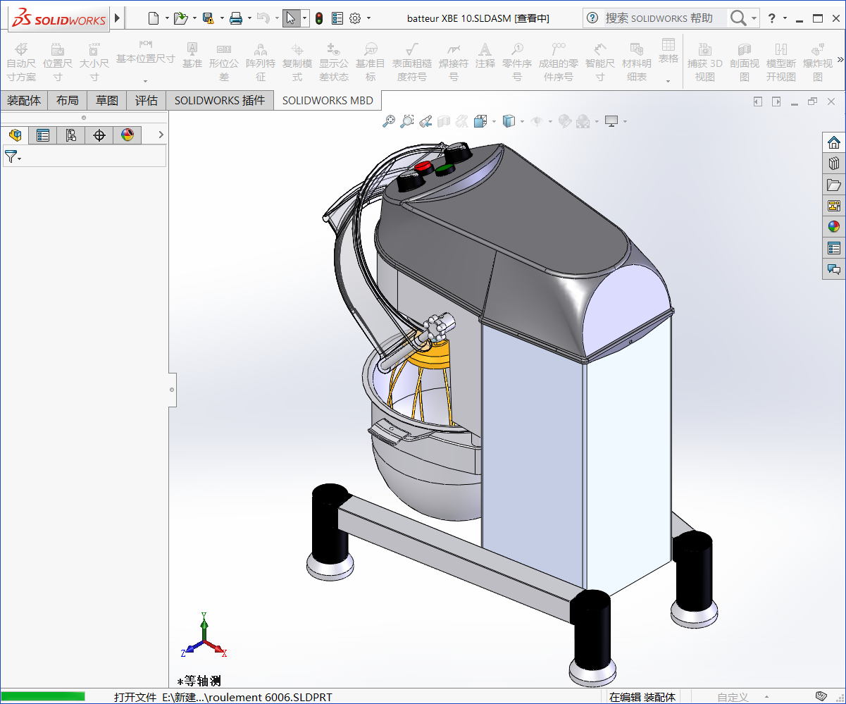 和面机3D模型SolidWorks三维设计图
