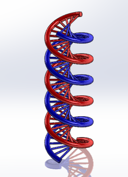 该 3D 模型代表受 DNA 分子几何形状启发的双螺旋结构。