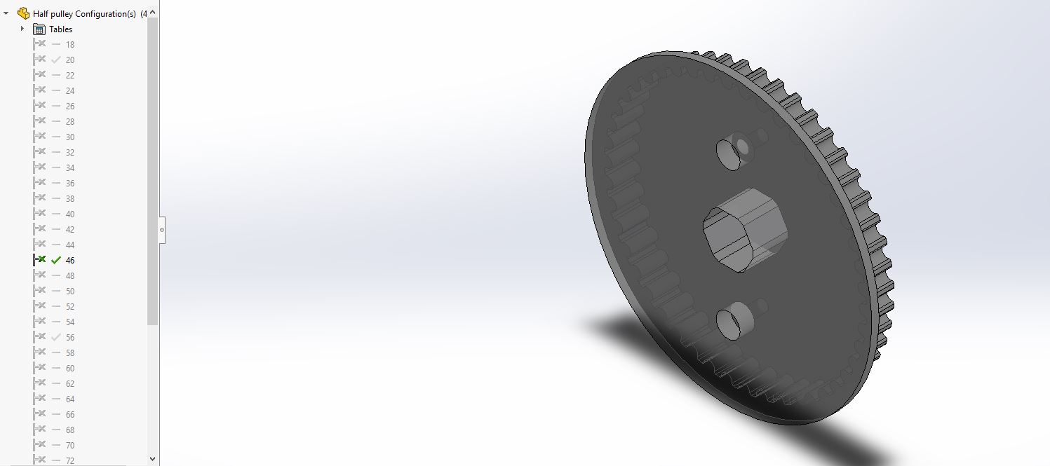 HTD皮带轮发电机SolidWorks用于1_2六角轴V2