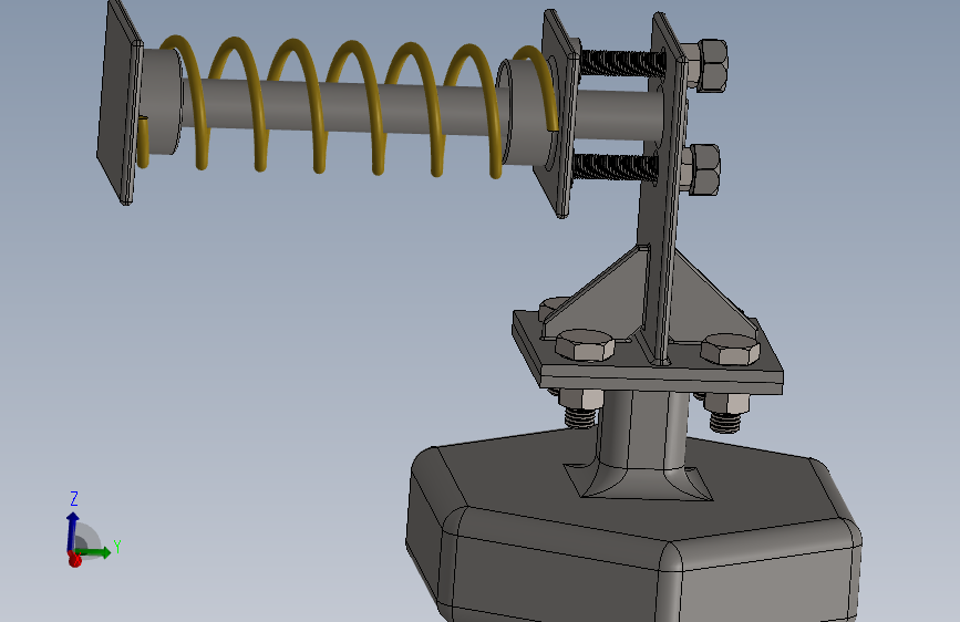 使用弹簧的缓冲组件（弹簧可在SolidWorks环境中压缩）