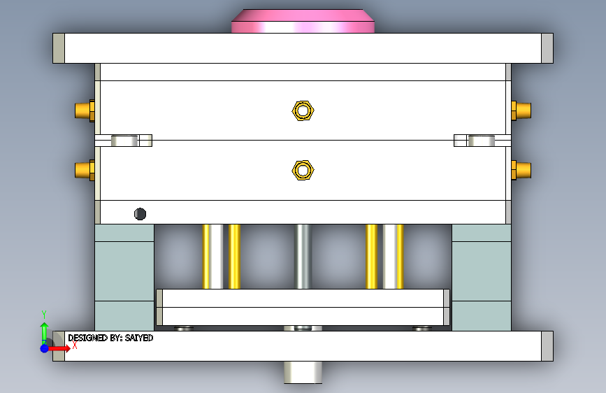 2 个型腔注塑模具设计 _ Autodesk Inventor 正面视图