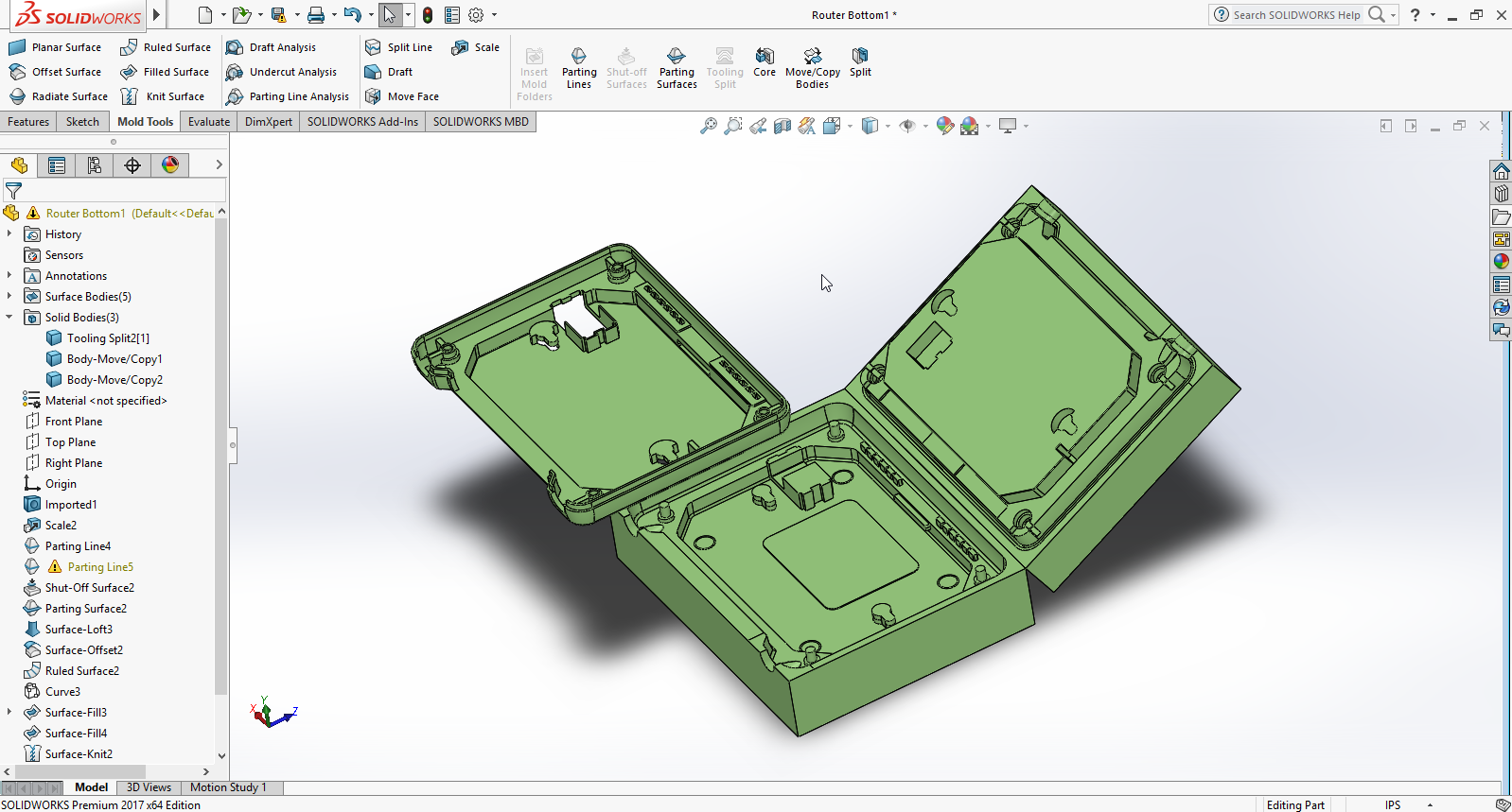 路由器底部的芯和凹腔