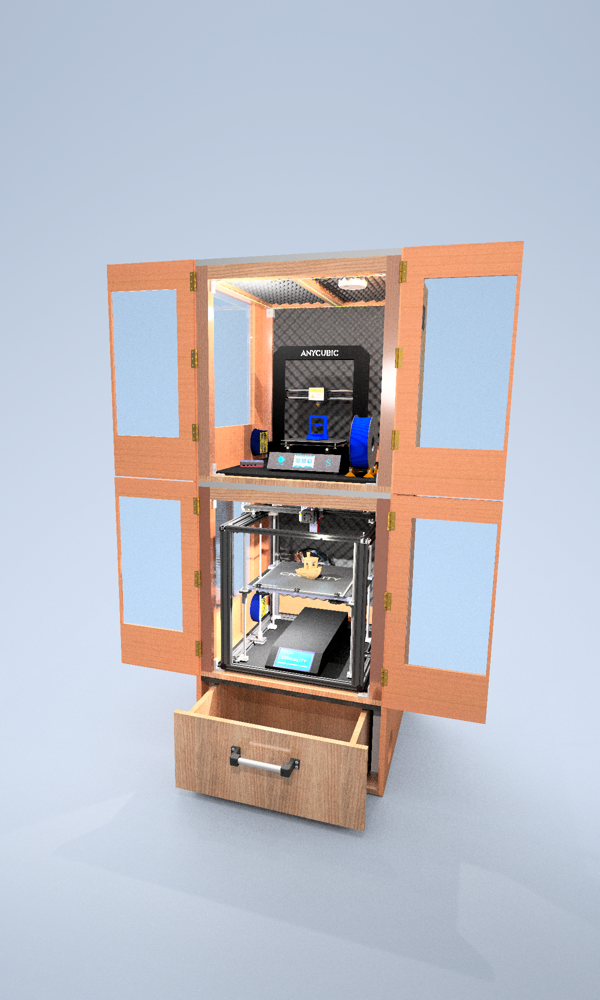 适用于Ender 5 Plus的两台打印机封闭柜