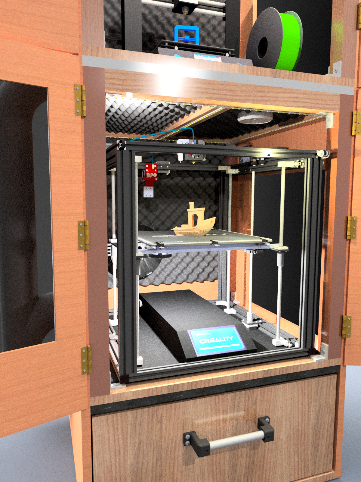 适用于Ender 5 Plus的两台打印机封闭柜