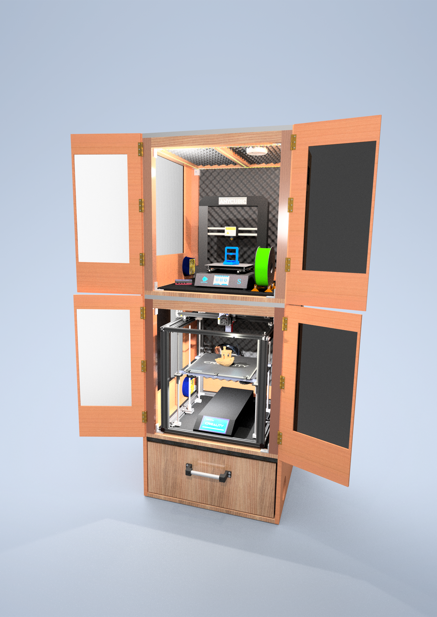 适用于Ender 5 Plus的两台打印机封闭柜