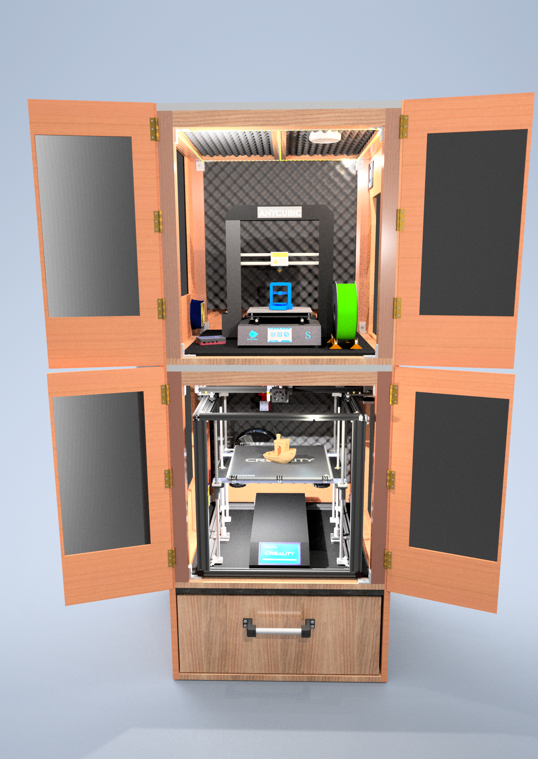 适用于Ender 5 Plus的两台打印机封闭柜