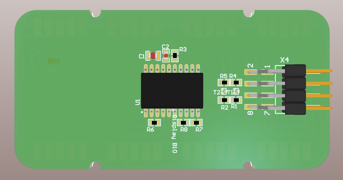 4x 7段LED显示板PCB