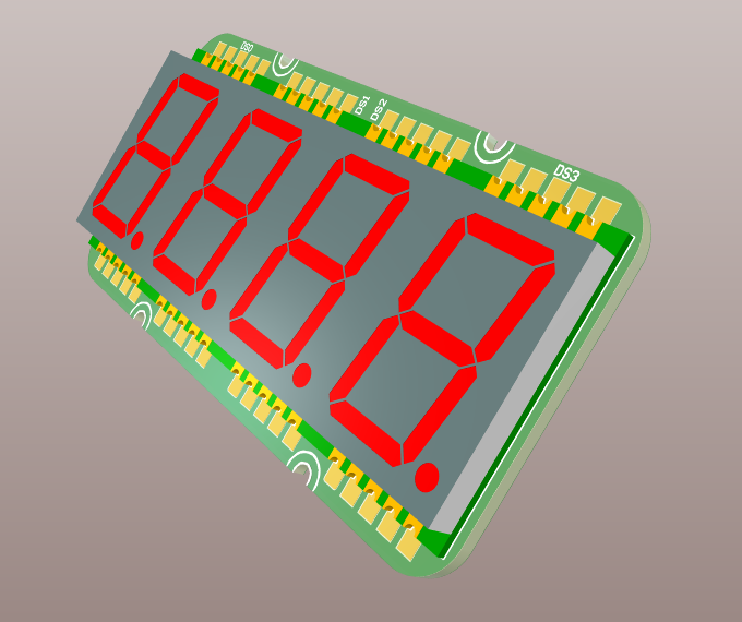 4x 7段LED显示板PCB