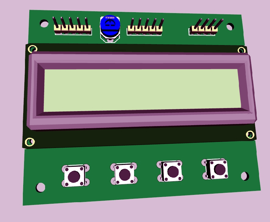 DIY LCD16x2 板。程序中的实际项目在 Diptrace 中。