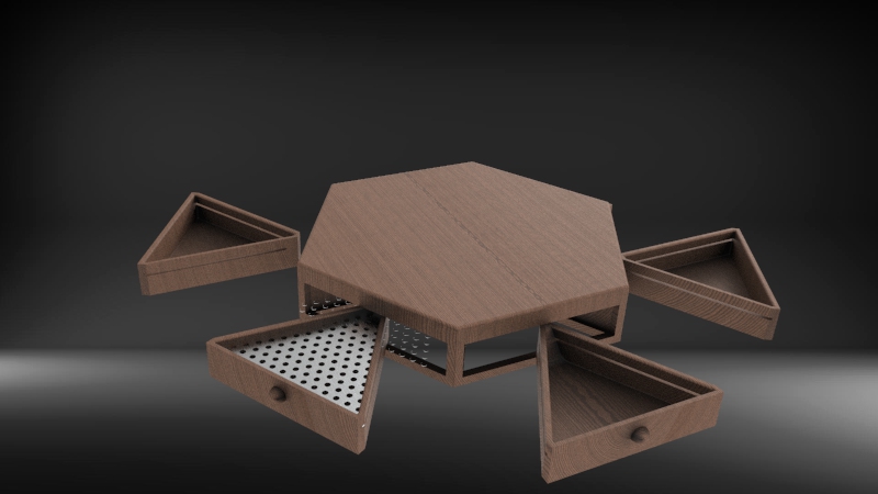 六角形切菜板设计 (Altıgen Doğrama Tahtası Tasarımı)