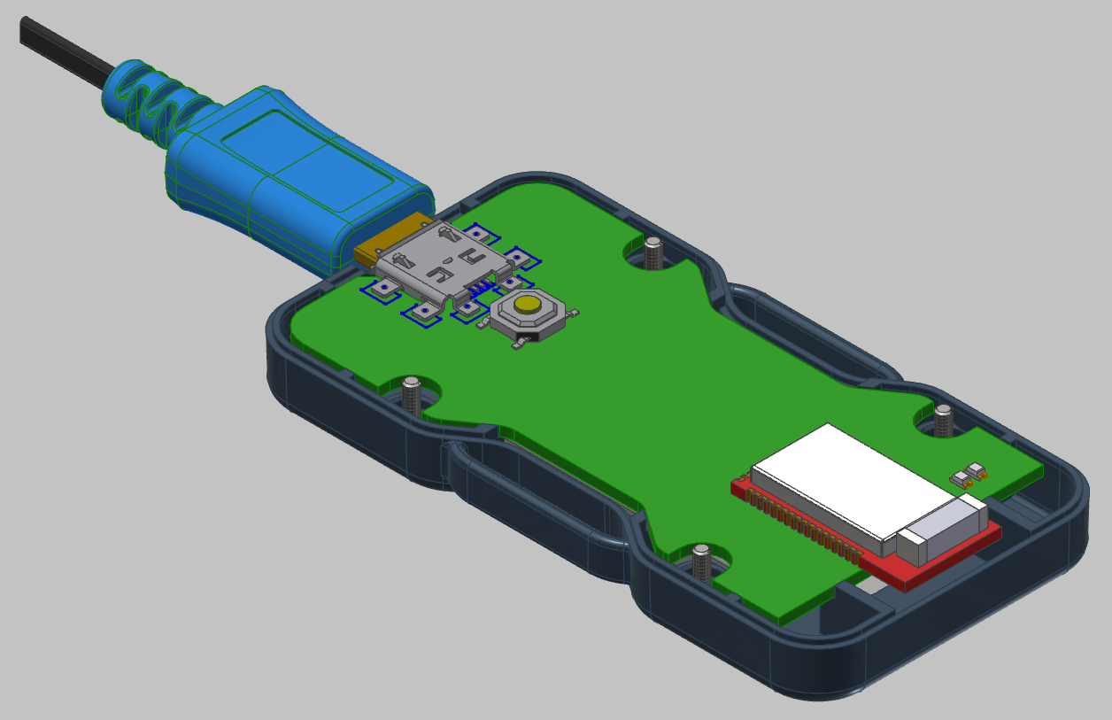 医疗传感器。印刷电路板的外壳和3D布局