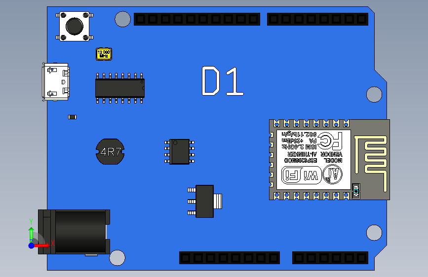 Wemos D1(尤其是8266) 正面视图