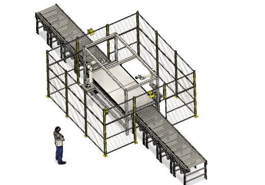 带摄像头的双机器人传送带装配线3D数模图纸 STEP格式