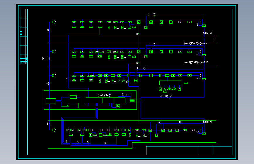 火灾区域-集中报警及消防控制系统示意图