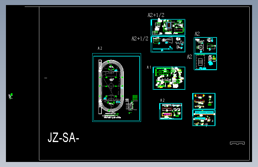 体育场地施工图（标准跑道 羽毛球场 排球场 网球场 看台，主席台等）