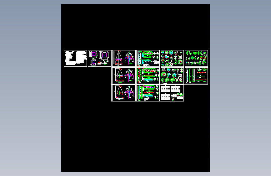 某伞型膜结构结构CAD图