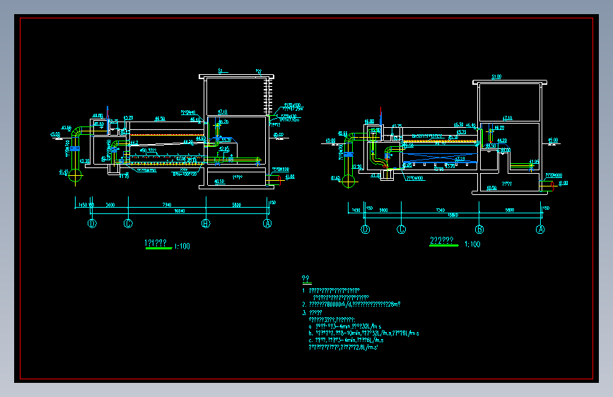 某8万方纤维滤池设计cad建筑工艺施工图纸