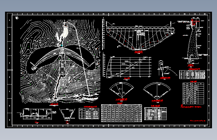 某水电站混凝土拱坝枢纽方案布置图