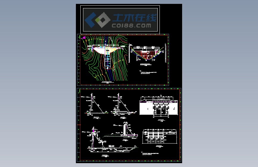 某水利水电工程碾压混凝土重力坝枢纽布置图