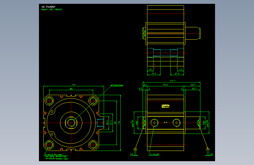 治具气缸2D-JDD100x25