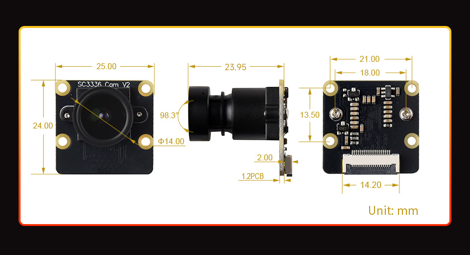 SC3336 3MP 摄像头模块 (B) – MIPI‑CSI 3 MP 彩色摄像头