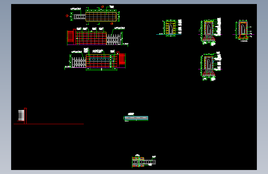 电动门，（平面、立面剖面图）