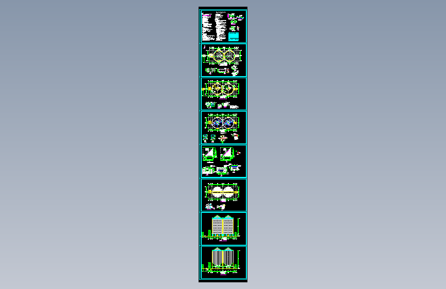 某地18.8米高框架结构仓筒、粮仓建筑设计施工图纸