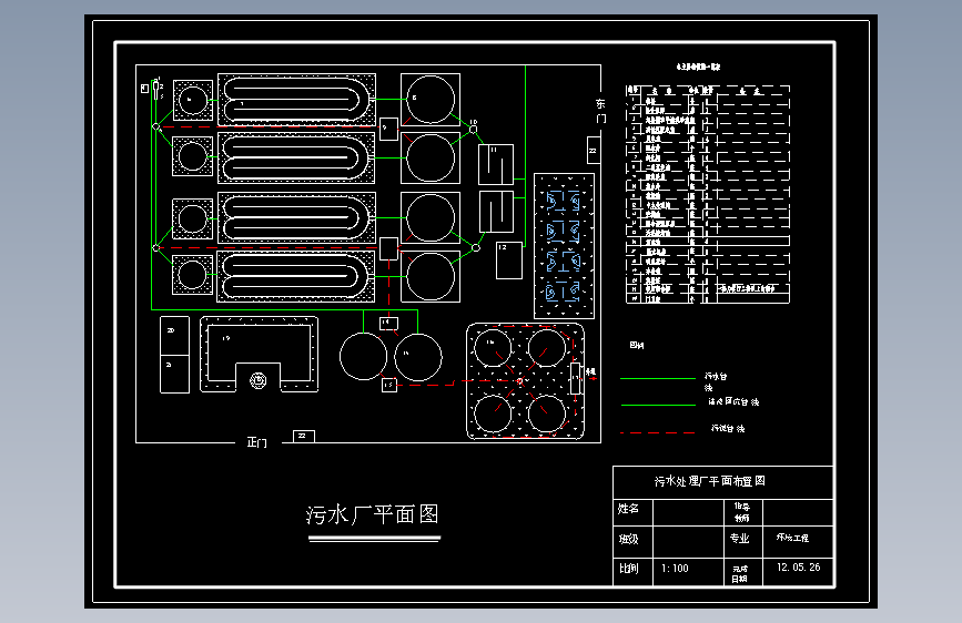 某地污水厂平面布置图（毕业设计）