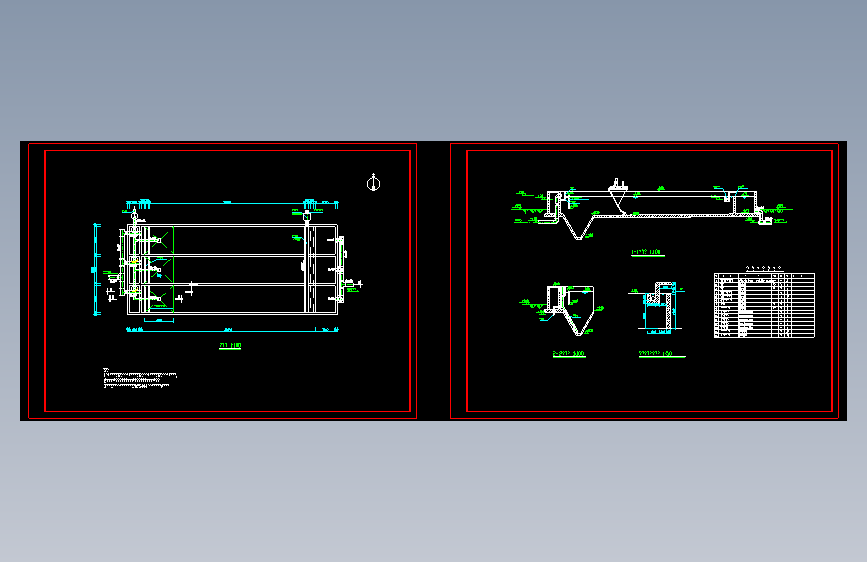 某污水处理厂平流式初沉池平面图剖面图