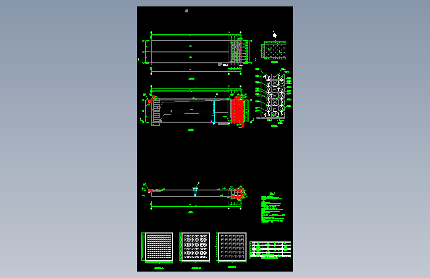 网格絮凝池和平流沉淀池设计cad给水工程图纸