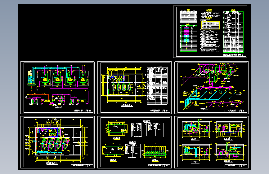 4吨燃气蒸汽锅炉房设计cad图纸，7张图