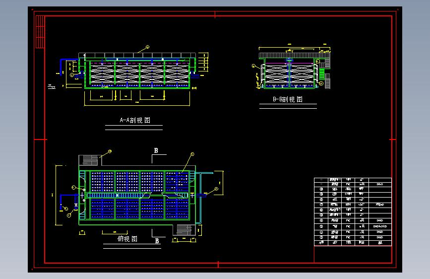 生物接触氧化池的平面剖面图