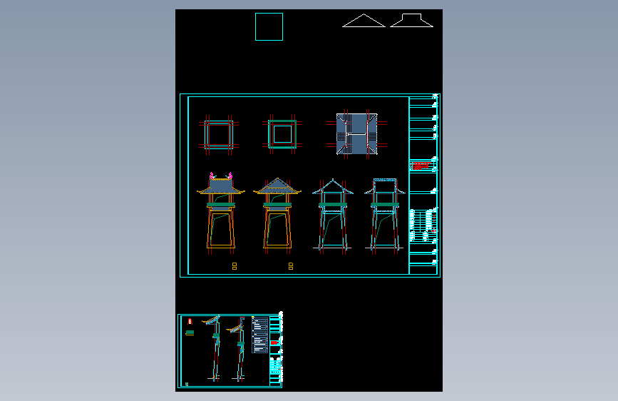 歇山顶亭子，框架结构，景观