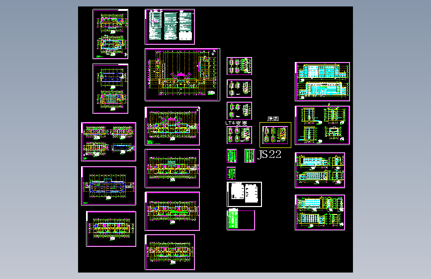 苏五层社区服务中心办公楼施工设计cad平立面布置图