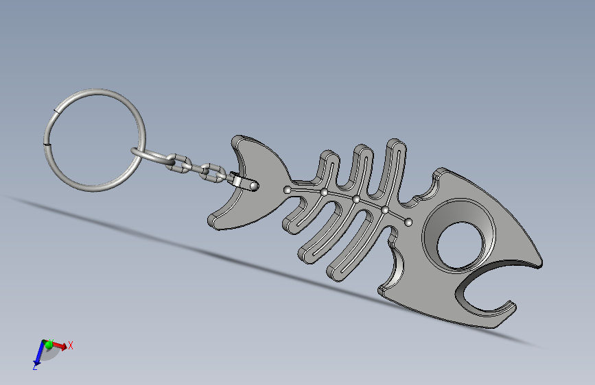 钥匙扣。鱼的骨骼。
