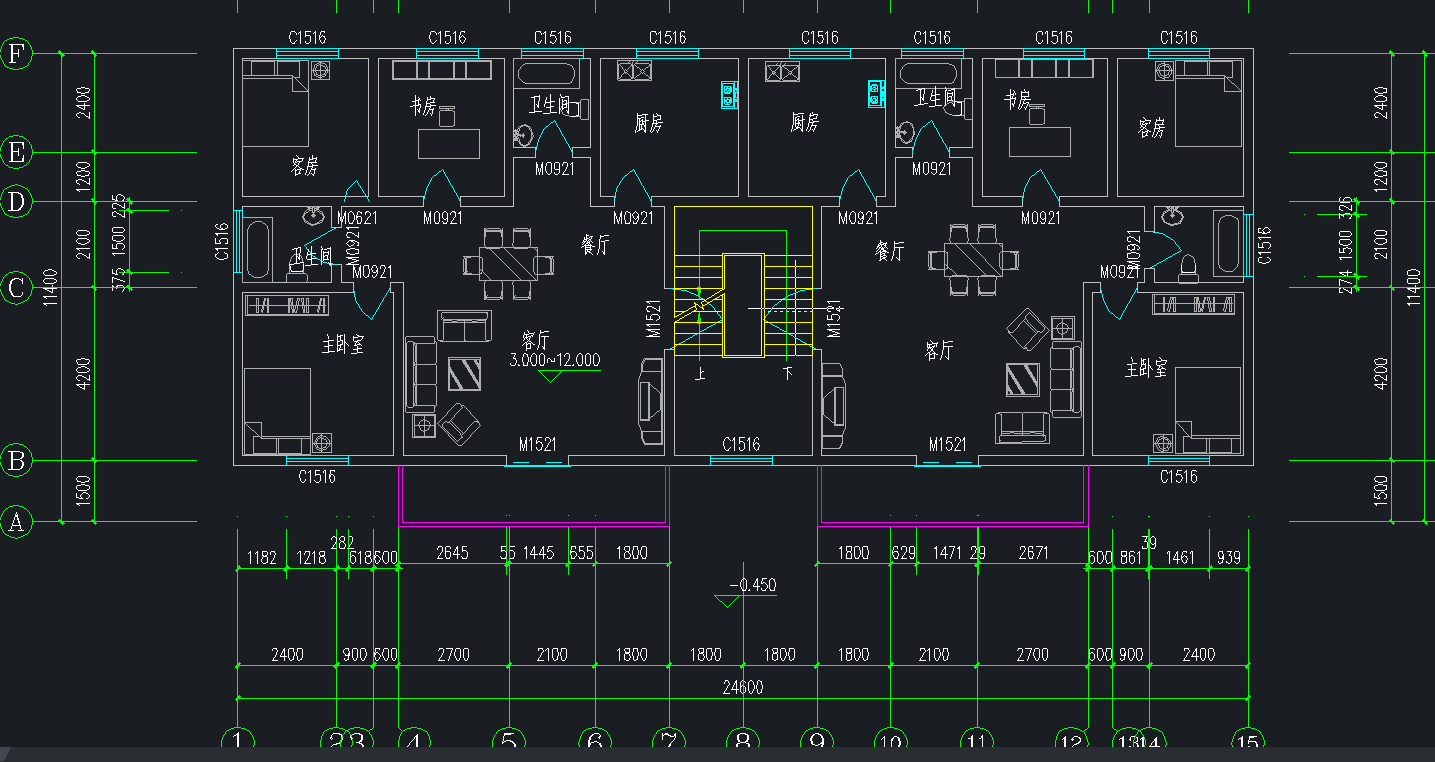 五层一梯二户三室两厅住宅楼设计--1385781--75