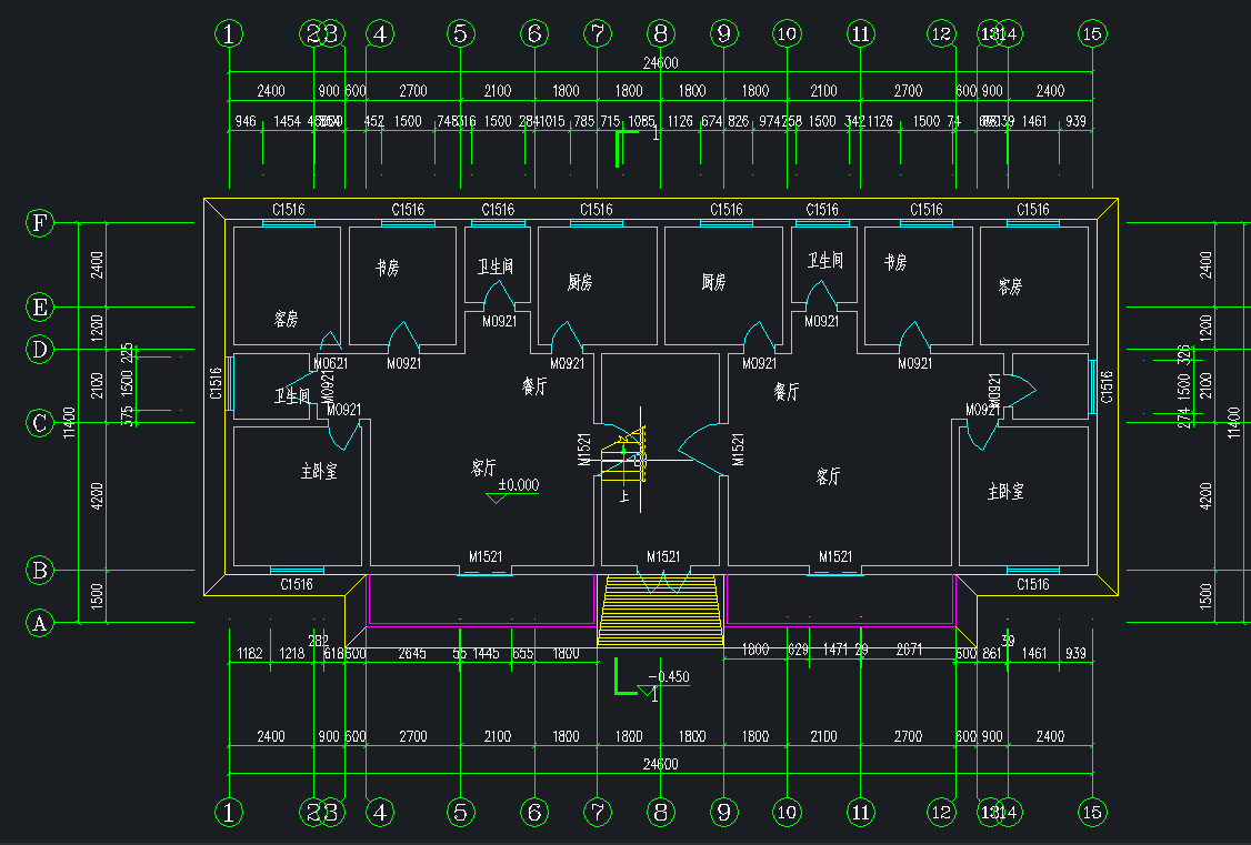 五层一梯二户三室两厅住宅楼设计--1385781--75