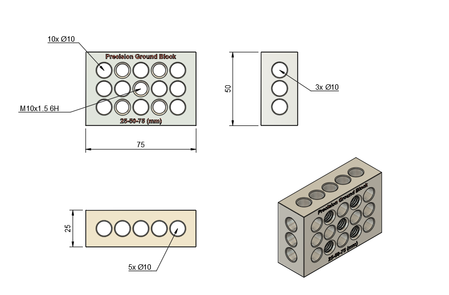 精密磨块25×50×75 mm