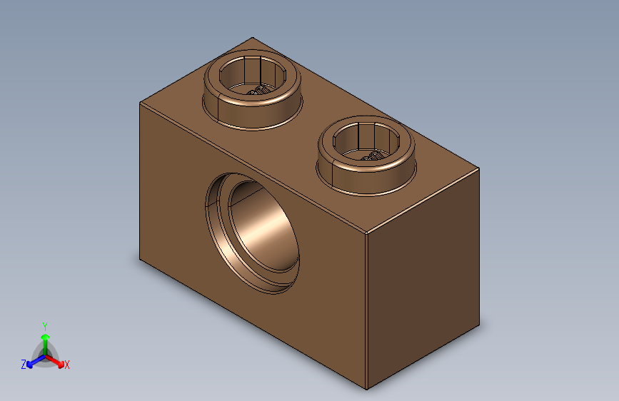 乐高机械组积木（横梁）3700 Old Brown Technic Brick 1 x 2 with Hole.STEP