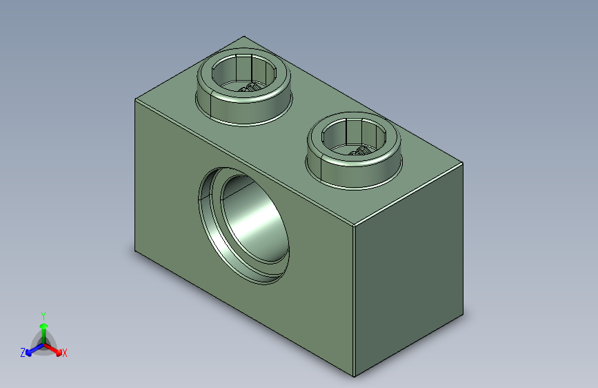 乐高机械组积木（横梁）3700 Sand Green Technic Brick 1 x 2 with Hole.STEP