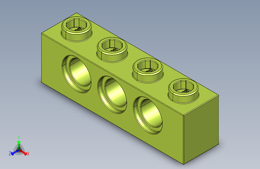 乐高机械组积木（横梁）3701 Lime - Bright Yellowish Green Technic Brick 1 x 4 with Holes.STEP