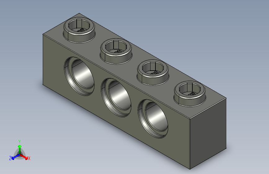 乐高机械组积木（横梁）3701 Old Dark Grey Technic Brick 1 x 4 with Holes.STEP